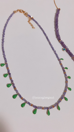 Colar cristais lavanda banho ouro 18k - comprar online