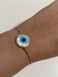 Pulseira olho madrepérola banhada a ouro 18k