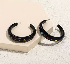 Argola resina pedras coloridas - comprar online
