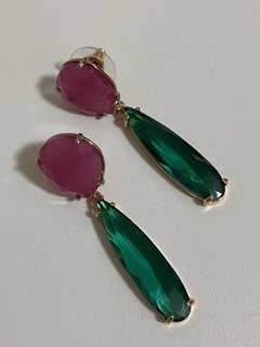 Brinco pedras duas cores