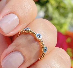 Anel olho grego banhado a ouro 18k