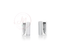 Brinco Argola Quadrada Lisa Banhada a Ródio branco