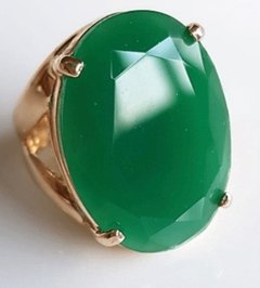 Anel esmeralda banhado a ouro 18k