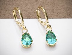 Brinco pingente pedras banhada a ouro 18k - comprar online