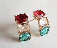Brinco multicolorido banhado a ouro 18k - Ananogueirasemijoias