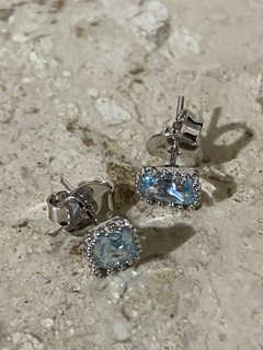 Brinco cristais retangular