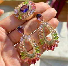 Anel multicolorido banho ouro 18k - comprar online