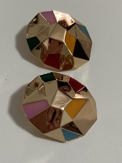 Brinco multicolorido banho ouro 18k