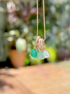 Colar gotas esmeralda colombiana banhado a ouro 18k - comprar online