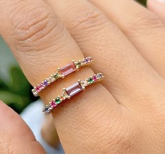 Anel cravejado colorido banhado a ouro 18k - Ananogueirasemijoias