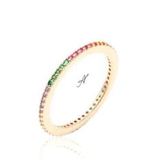 Anel alinca colorida banho ouro 18k