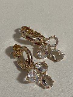 Brinco cacho cristais banhado a ouro 18k