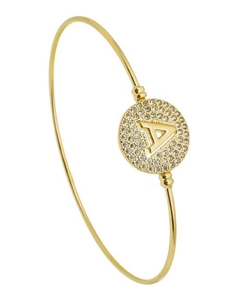 Bracelete letra cravejada banho ouro 18k