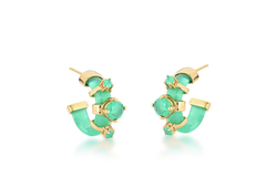 Brinco resina verde banho ouro 18k