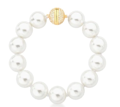 pulseira perola shell fecho cravejado banho ouro