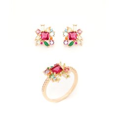 Conjunto Cristal turmalina rosa banhado a ouro 18k na internet