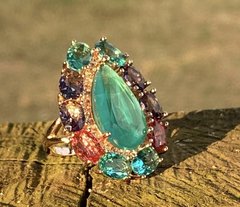 Anel cristal Paraíba multicolor