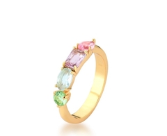 Anel multicolorido banho ouro 18k