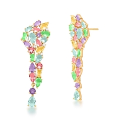 Brinco multicolor banho ouro 18k