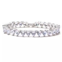 Pulseira riviera coração ródio branco