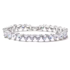 Pulseira riviera coração ródio branco