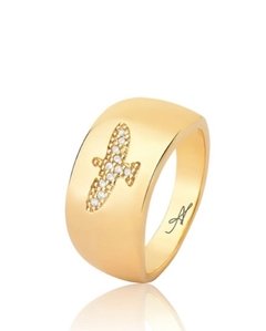 Anel Espírito Santo banhado a ouro 18k