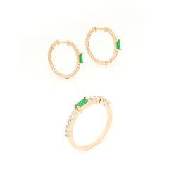Argola esmeralda banhada a ouro 18k - Ananogueirasemijoias