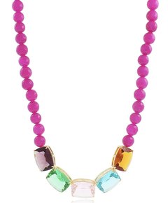 Colar pedras coloridas