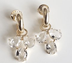 Brinco cacho cristais banhado a ouro 18k - comprar online
