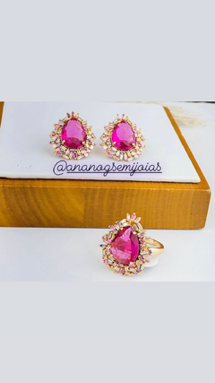 Anel pink banho ouro 18k - comprar online