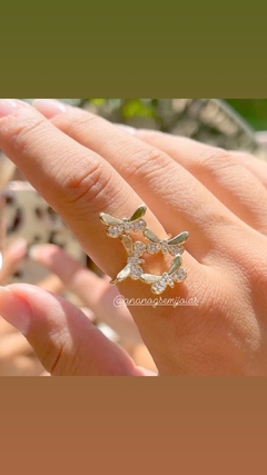 Anel borboletinhas banho ouro 18k