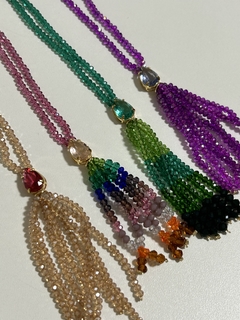 Colar tassel cristais banho ouro 18k - loja online