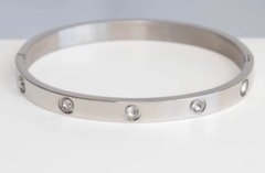 Bracelete rigido aço inox cristais