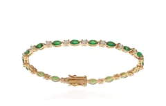 Pulseira pedras esmeraldas ovais