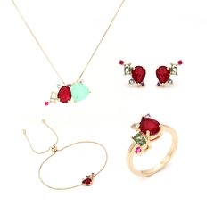 Colar rubi esmeralda colombiana banhado a ouro 18k - comprar online