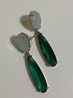 Brinco pedras duas cores - Ananogueirasemijoias