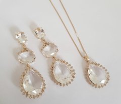 Conjunto cristal banhado a ouro 18k - loja online