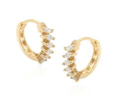 Brinco argolinha navete banho ouro 18k