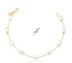 Pulseira Perola banhada a ouro 18k