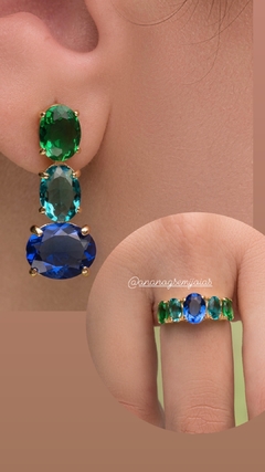 ANEL ESMERALDA SAFIRA BANHO OURO 18k - comprar online