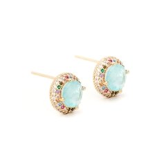 Brinco turm lig zirconias coloridas banhado a ouro 18k - comprar online