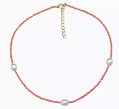 Colar miçangas coral