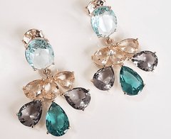 Brinco cristais coloridos banhado a ouro 18k - comprar online