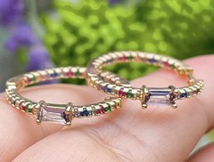 Argola cravejada colorida banhada a ouro 18k - comprar online