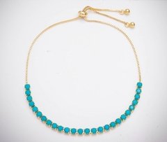 pulseira riviera turquesa banhada a ouro 18k ajust