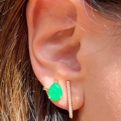 Brinco esmeralda banhado a ouro 18k