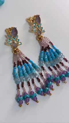 Brinco tassel cristais banho ouro 18k na internet