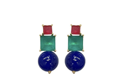 Brinco tricolor banho ouro 18k