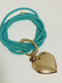 Pulseira cristal pingente coração - loja online