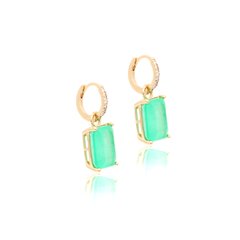 Brinco esmeralda colombiana banhado a ouro 18k - comprar online
